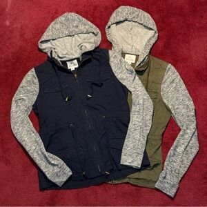 2 Others Follow Hooded Jacket Set - Navy and Olive